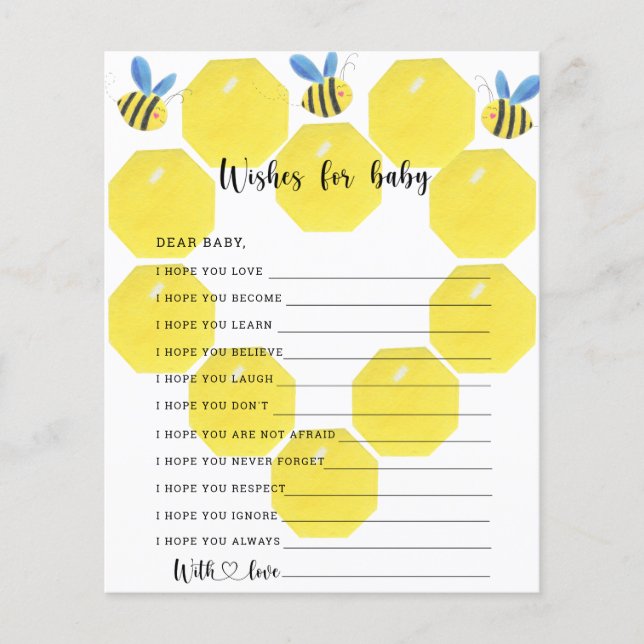 Abeille florale - Jeu de fête | vœux pour bébé (Devant)