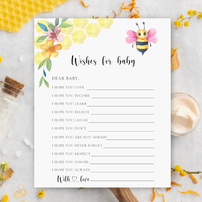 Abeille florale - Jeu de fête | vœux pour bébé (Créateur téléchargé)