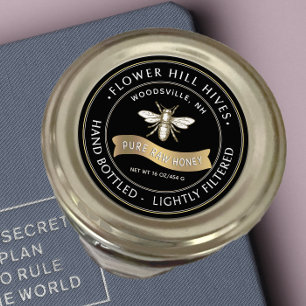 Abeille française avec bannière or Miel Étiquette 