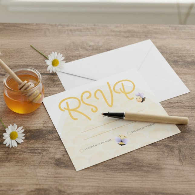 Abeille Là ! Carte de réponse à l'abeille RSVP (Bee There! RSVP Bee Response Card)