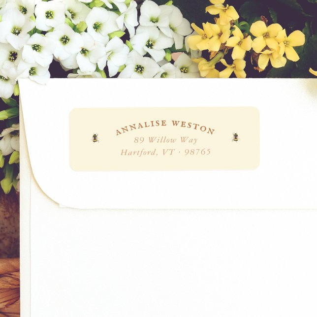 Abeille Papillon Jaune Beurre Étiquette d'Adresse  (Créateur téléchargé)