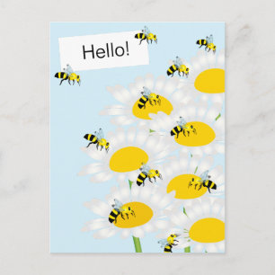 Abeille sur carte postale Fleur - Arrière-plan ble