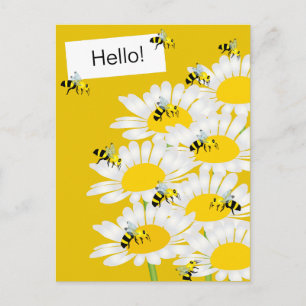 Abeille sur carte postale Fleur - Arrière-plan jau