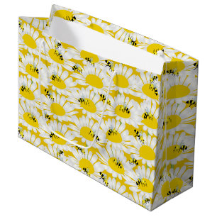 Abeille sur fleur Grand sac cadeau - Arrière - pl