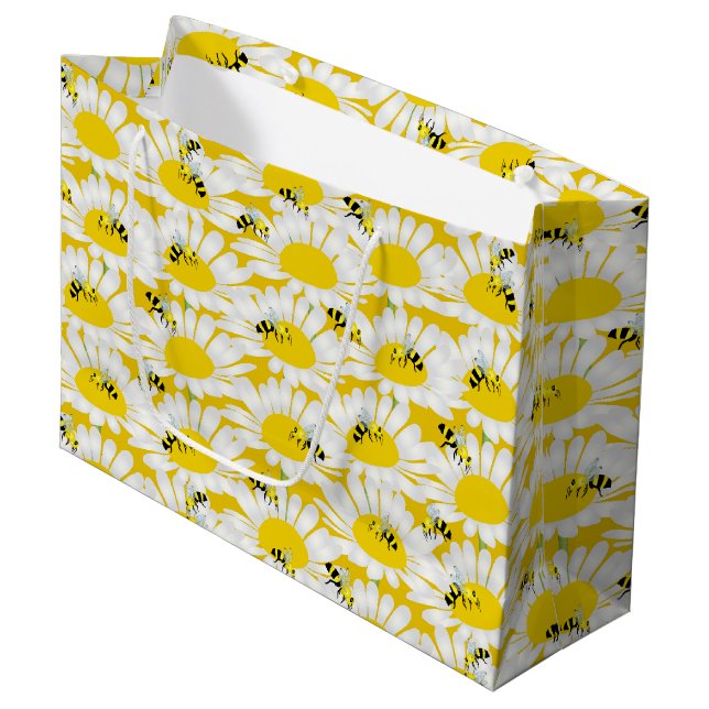 Abeille sur fleur Grand sac cadeau - Arrière - pla (Devant Angle)