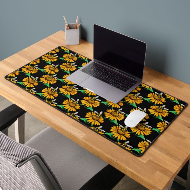 Abeille sur Tournesol Fleur Motif Design Noir (Créateur téléchargé)