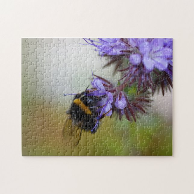 Abeille sur un puzzle bleu Tansy (Horizontal)