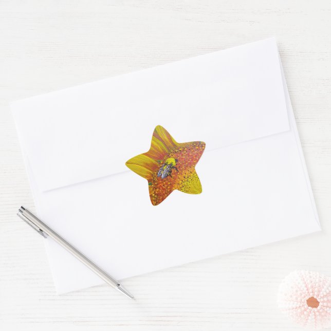 Abeille sur un Stickers Tournesol (Enveloppe)