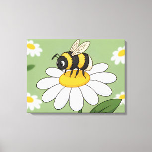 Abeille sur une impression sur toile de marguerite