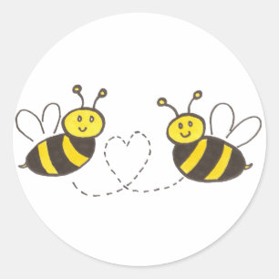 Abeilles de miel avec Sticker rond de coeur