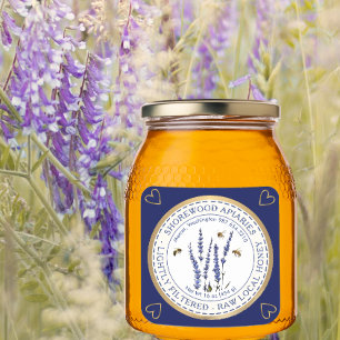 Abeilles et Lavender Étiquette de miel avec Coeurs