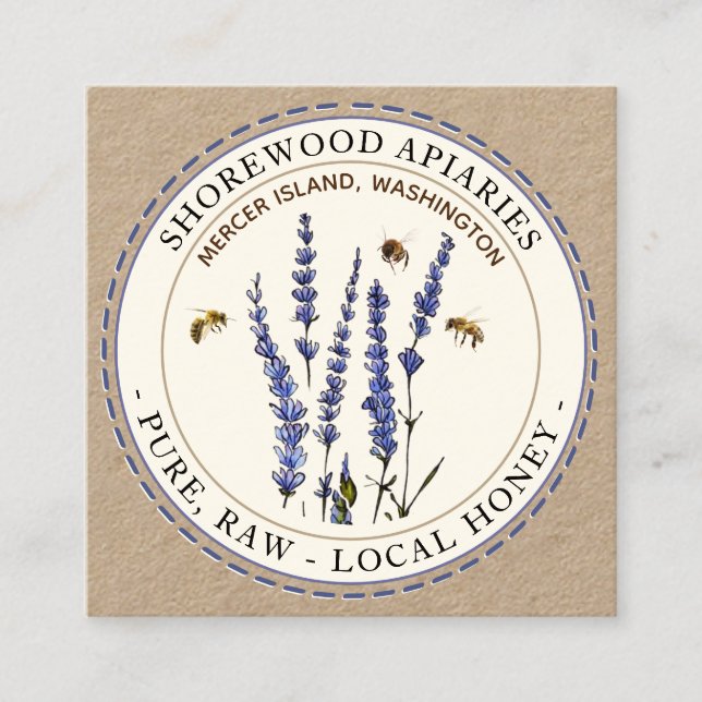 Abeilles et Lavender Honey Kraft Carte de visite (Devant)