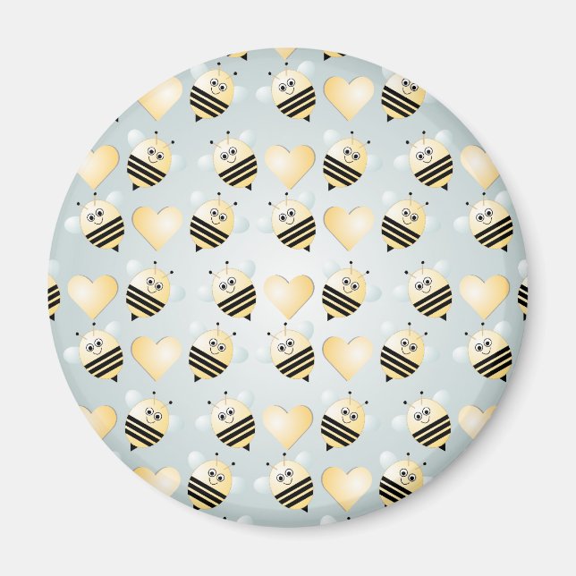 Abeilles mignonnes Coeurs de miel Magnet (Devant)