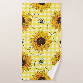 Abeilles mignonnes et tournesols sur un arrière - 