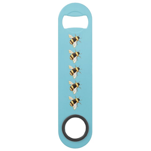 Abeilles sur Blue Speed Stainless Steel Bottle Ope (Devant)