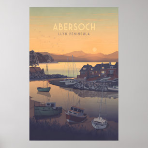 Abersoch Pays de Galles Affiche de voyage au bord 