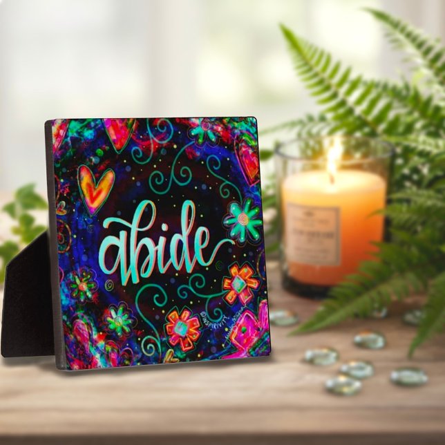 Abide Joli Floral UN MOT Plaque d'Inspirivité (Créateur téléchargé)