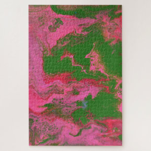 Abigail 2 Crazy Pink Green Abstrait Puzzle