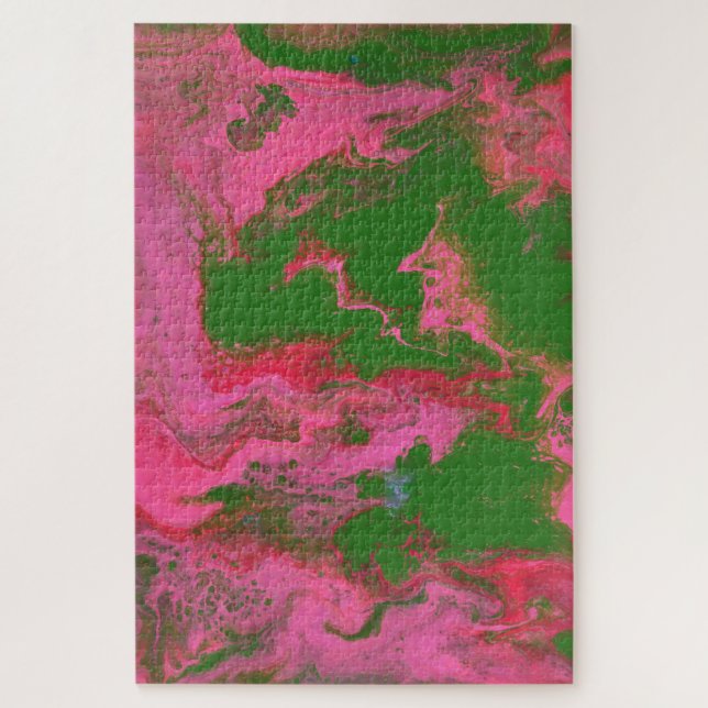 Abigail 2 Crazy Pink Green Abstrait Puzzle (Vertical)