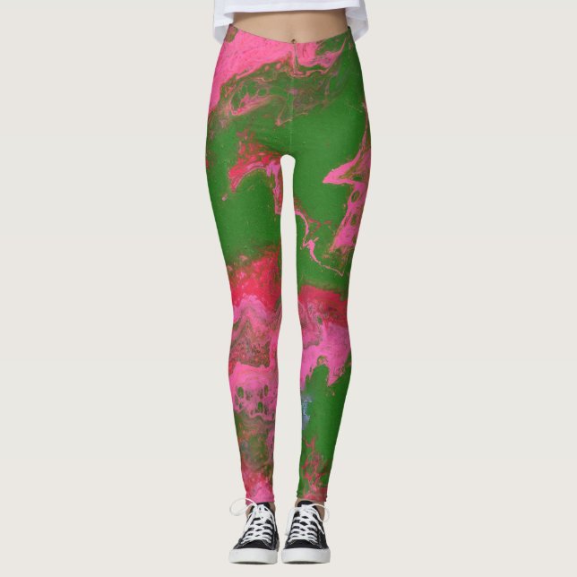 Abigail 2 Crazy Rose Vert Leggings Abstraits (Devant)