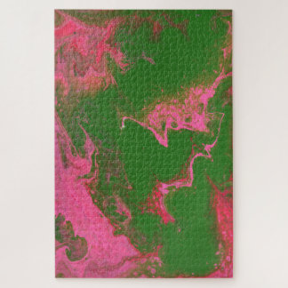Abigail 3 Rose Vert Abstrait Puzzle