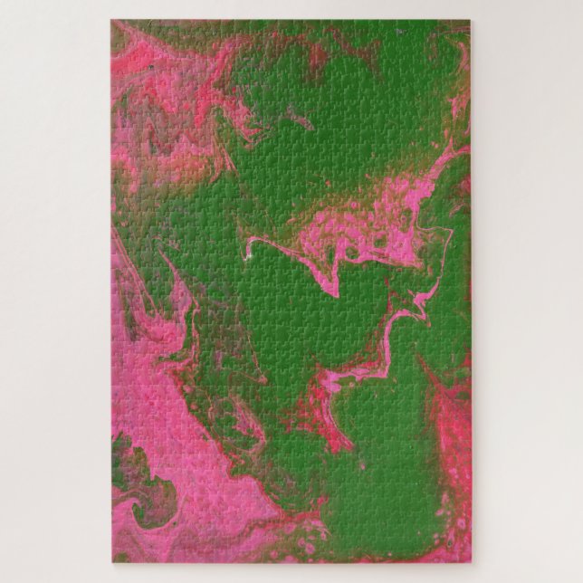 Abigail 3 Rose Vert Abstrait Puzzle (Vertical)