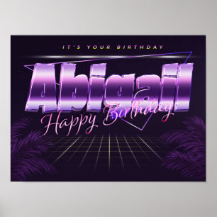 Abigail Nom Vorname lila retro Poster Geburtstag