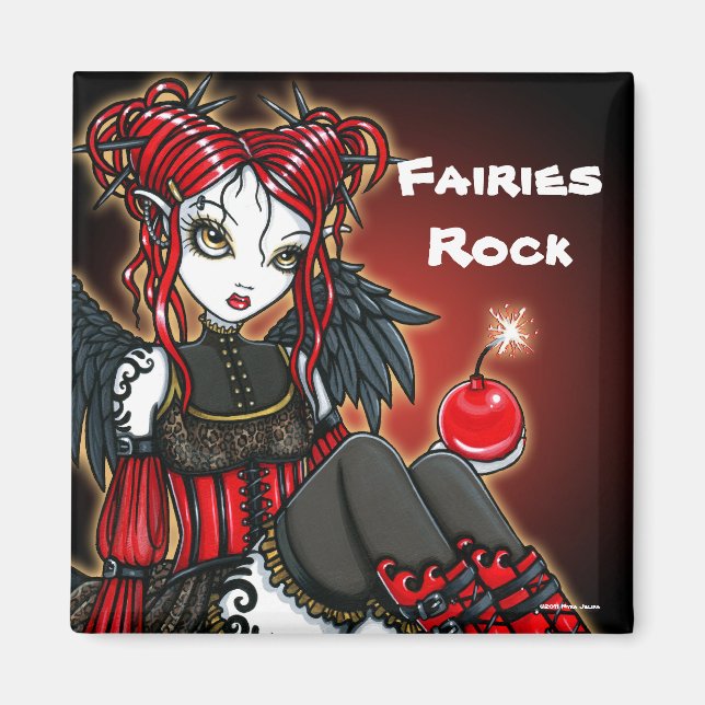 "Abigail" Red Gothic Fire Fairy Angel Magnet (Devant)