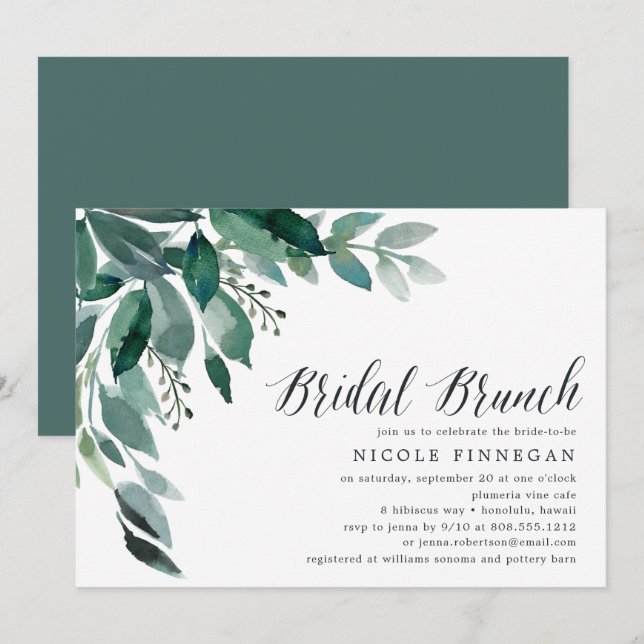 Abondant feuillage | Invitation de Brunch nuptial (Devant / Derrière)