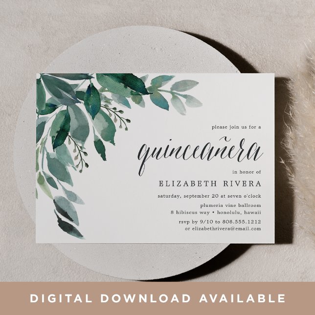 Abondant feuillage | Quinceanera Invitation (Créateur téléchargé)