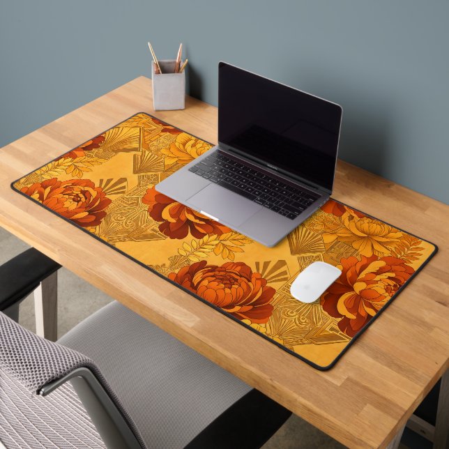 Abondantes Fleurs Orange Doré Art Déco  (Bureau 2)