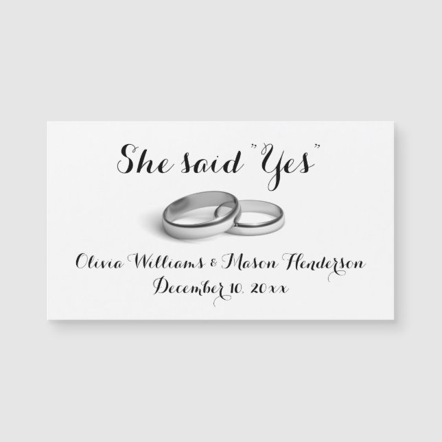 Abordable - Elle a dit "Oui" Enregistrer l'aimant  (Devant)