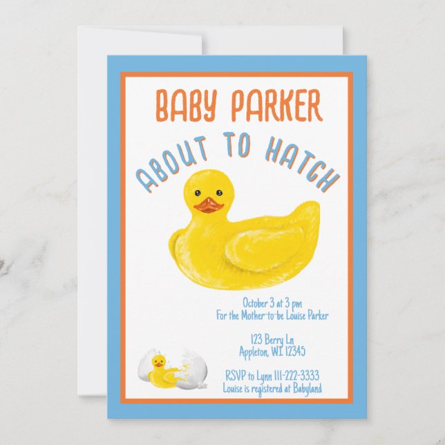 About to Hatch Baby Shower Invitation (Devant)
