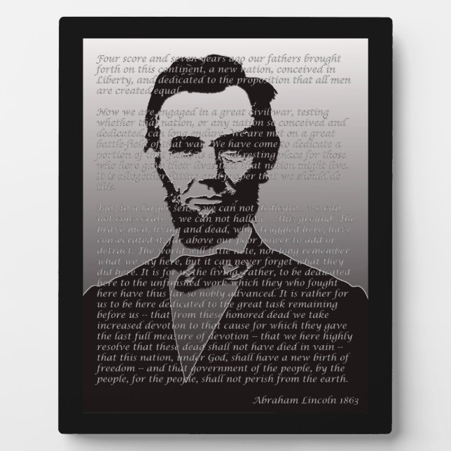 Abraham Lincoln & Gettysburg Adresse Plaque (Devant)