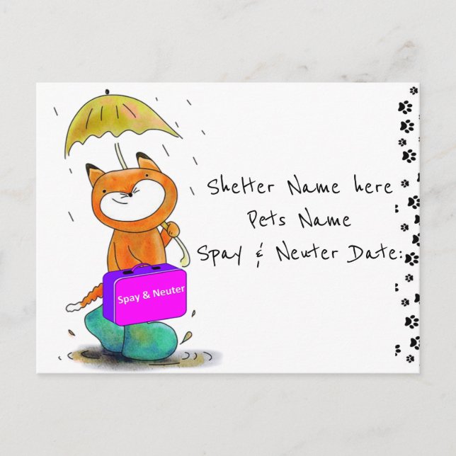 Abris Feline pour cartes postales Spay & Neuter Ca (Devant)