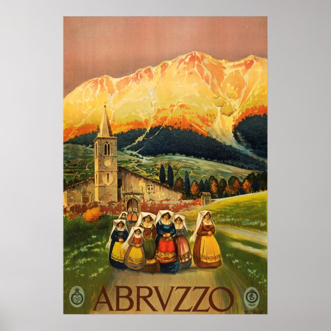 Abruzzes, Abrvzzo, italie Poster Vintage voyage (Devant)