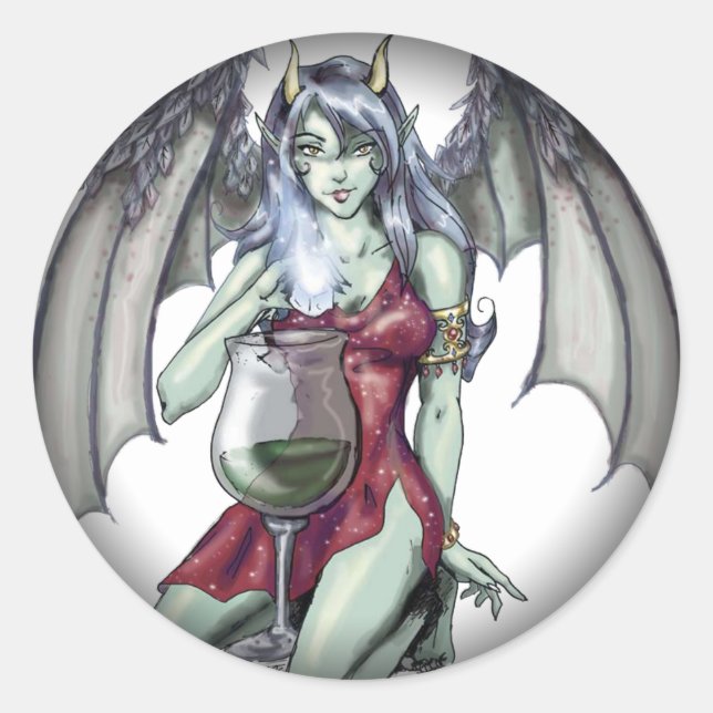Absinthe Now Fairy Fade to Black Round Stickers (Devant)