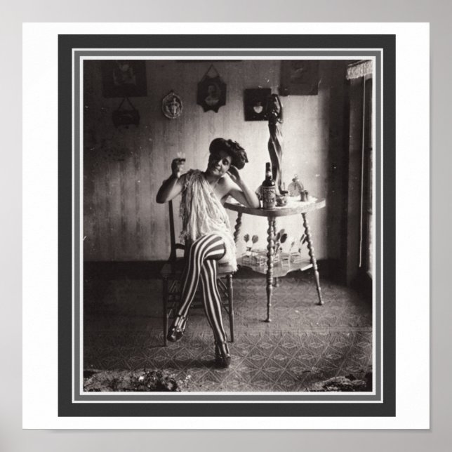 "Absinthe Tandis qu'elle attend" 12 x 12 Poster (Devant)