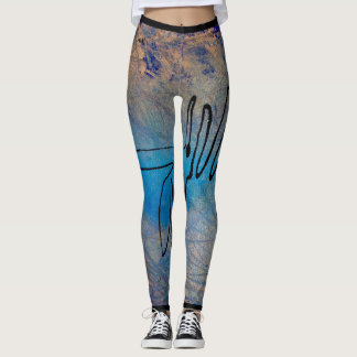 Abstract Art Leggings Blue Dog