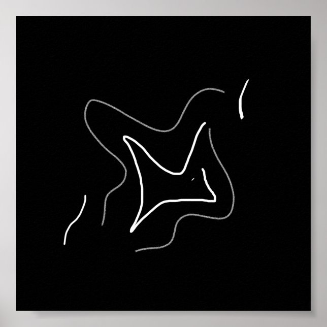 Abstract Art Minimalistic White Black Poster (Devant)