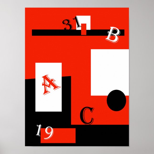 Abstract Art Red Black White Poster (Devant)