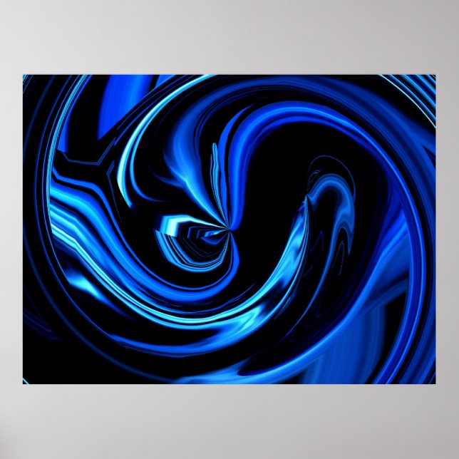 Abstract Black And Blue Art Poster (Devant)