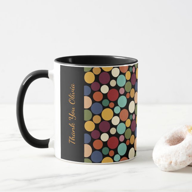 Abstract Circle Custom Message Gift Coffee Mug (Avec donut)