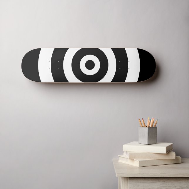Abstract circles in black and white skateboard (Art mural (Horz))