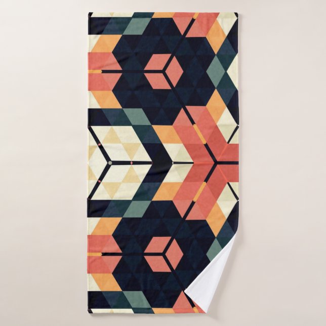 Abstract colorful hexagon square geometric seamles (Serviette de bain)