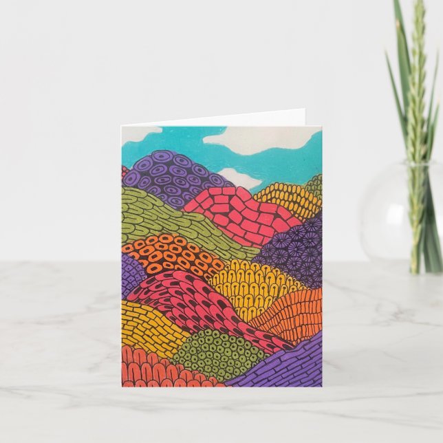 Abstract Curvy Bendy Color Pencil Landscape Folded (Devant)