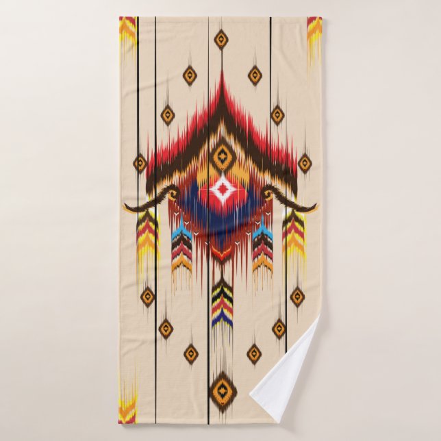 Abstract ethnic geometric pattern, Ikat geometric  (Serviette de bain)