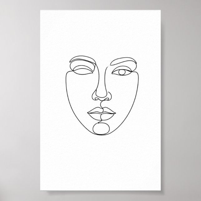 Abstract Face Minimalist Line Art Poster (Devant)