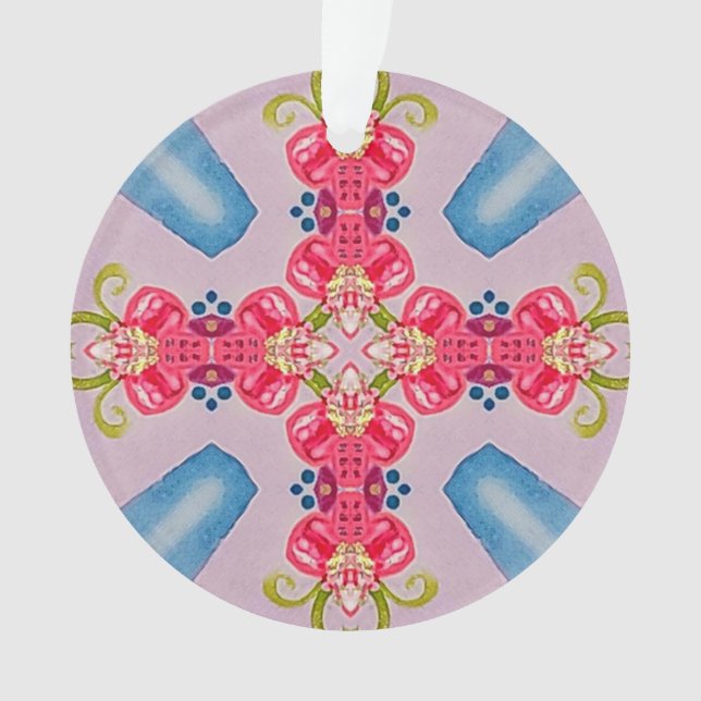Abstract Floral Cross Acrylic Ornament (devant)