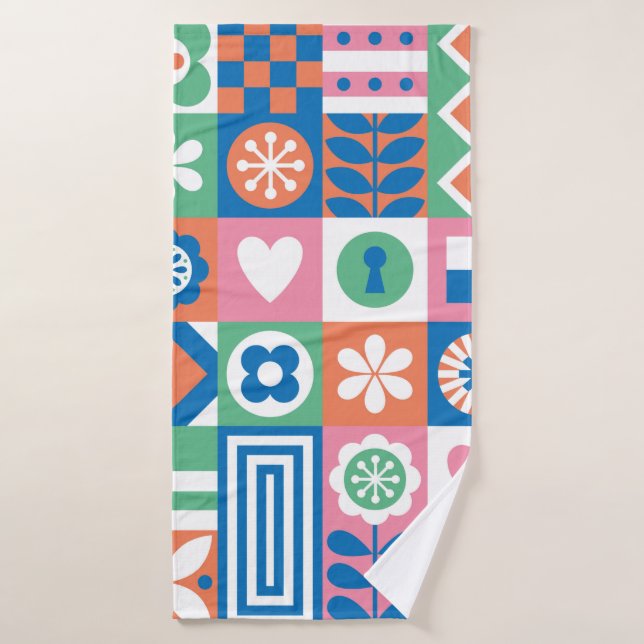 Abstract floral seamless pattern. Scandinavian and (Serviette de bain)
